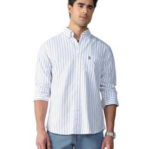 U.S. Polo ASSN. Striped Regular Fit Shirt for Men - 100% Cotton, Breathable & Comfortable, Full Sleeves Casual Shirt for Men